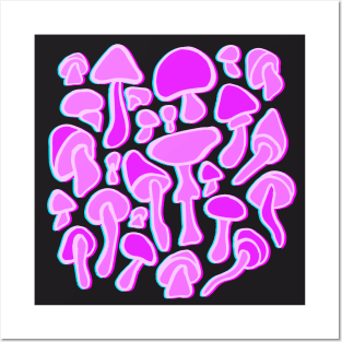 Mushrooms pink Posters and Art